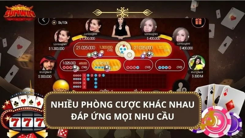 Nhiều phòng cược khác nhau đáp ứng mọi nhu cầu